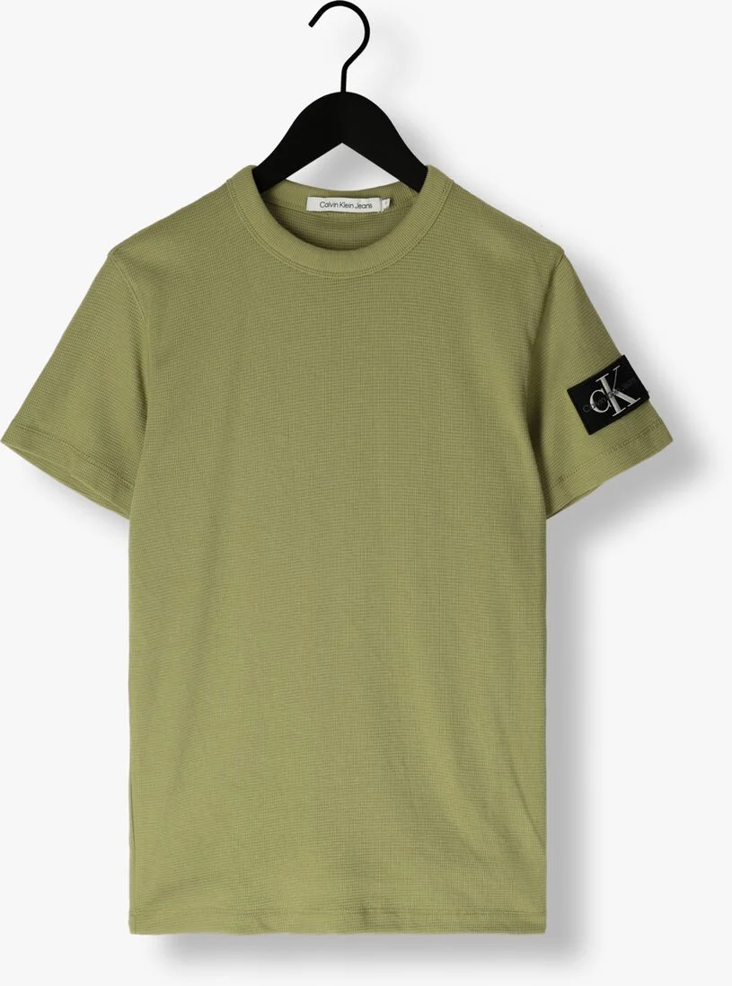 CALVIN KLEIN groene calvin klein t-shirt badge waffle tee