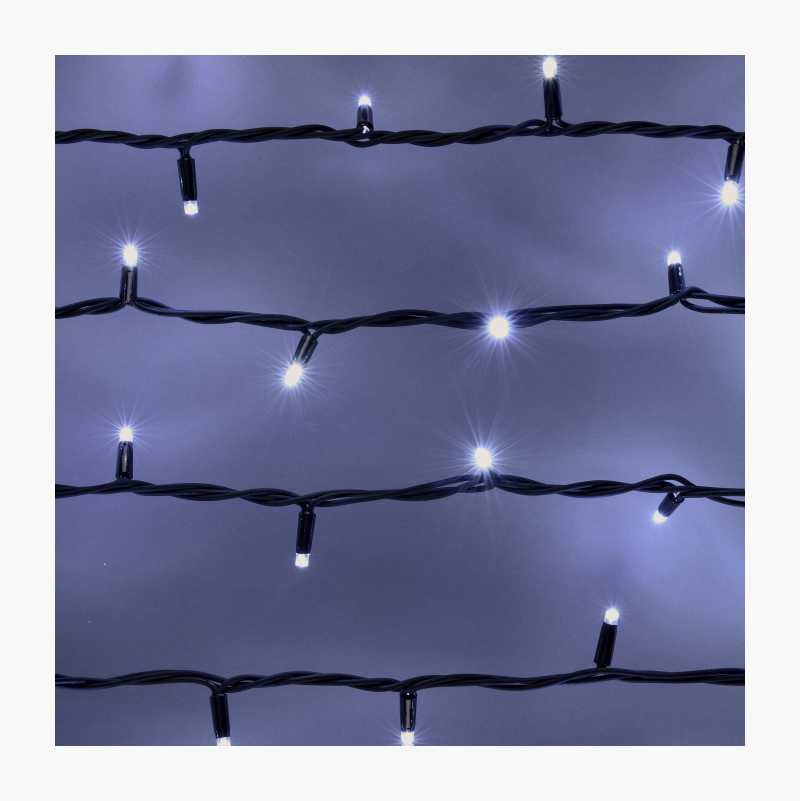 Lysslynge, 100 LED, kaldhvit, 11,5 m, svart, utbyggbar