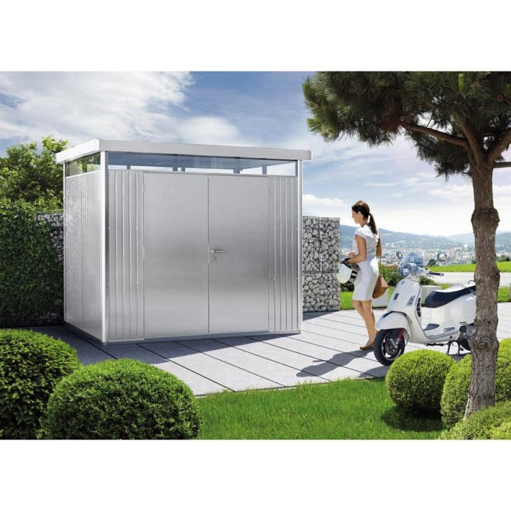 REDSKAPSBOD BIOHORT HIGHLINE DOBBELDØR SØLV STR H2 5,36 M²