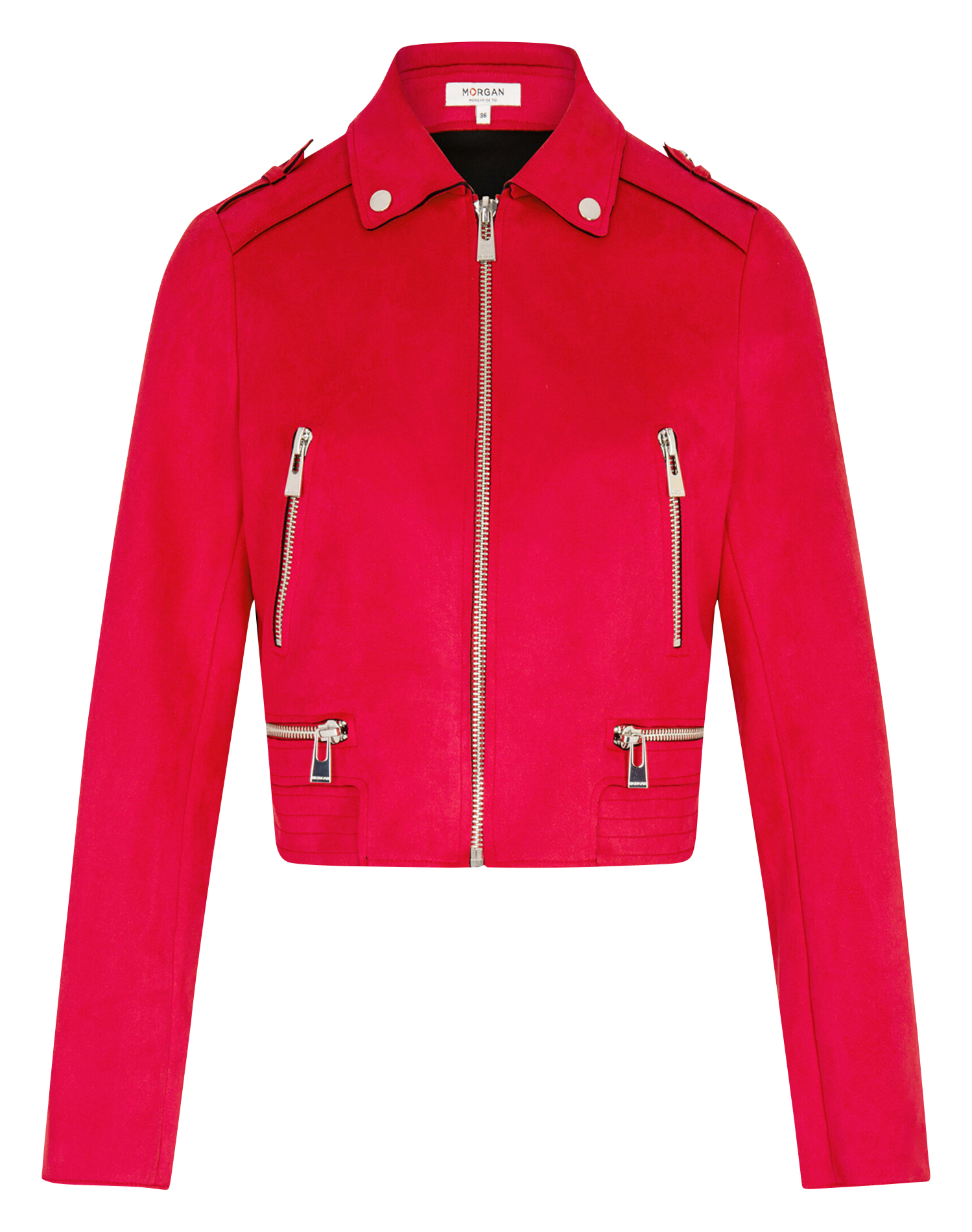 Veste blazer col classique aspect suédine| Rose
