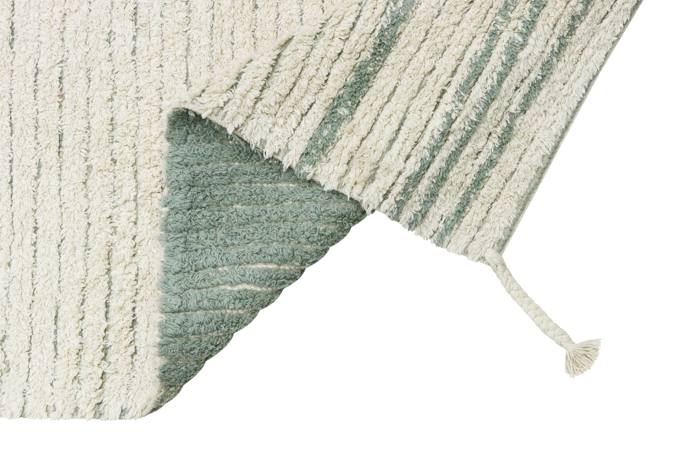 DOUBLE - Tapis rectangulaire lavable en coton | Bleu