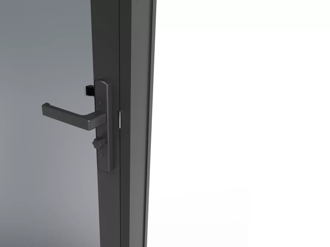 Bloc porte réversible en aluminium et verre trempé fumé - H204 x L83 cm - Noir - LOXTON
