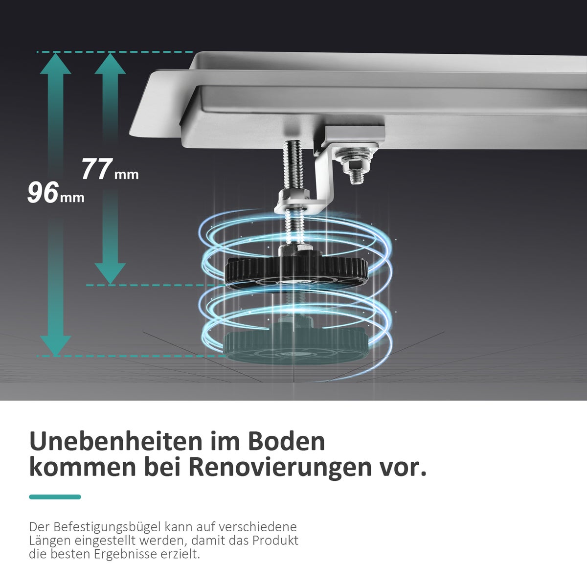 EMKE RVS Douchegoot 30cm Complete Set, Tegelbaar, Vloerafvoer, Douchesifon met Stankafsluiter en Haarfilter, Randafvoer, Douchegoot, Dubbelzijdige Douchegoot voor Badkamers