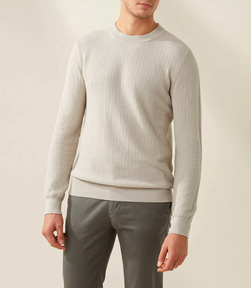 Pull col rond beige 