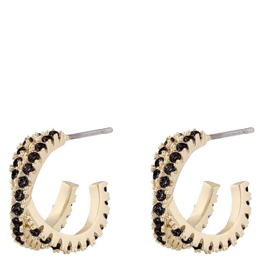 Snö Of Sweden Fanny Double Oval Earring Gold/Black