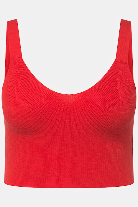 Strick-Bustier, Rippstrick, V-Ausschnitt, breite Träger