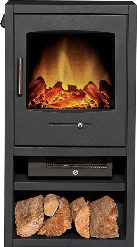 Elektrische open haard in antraciet - Bergen XL met verwarming Elektrische haard