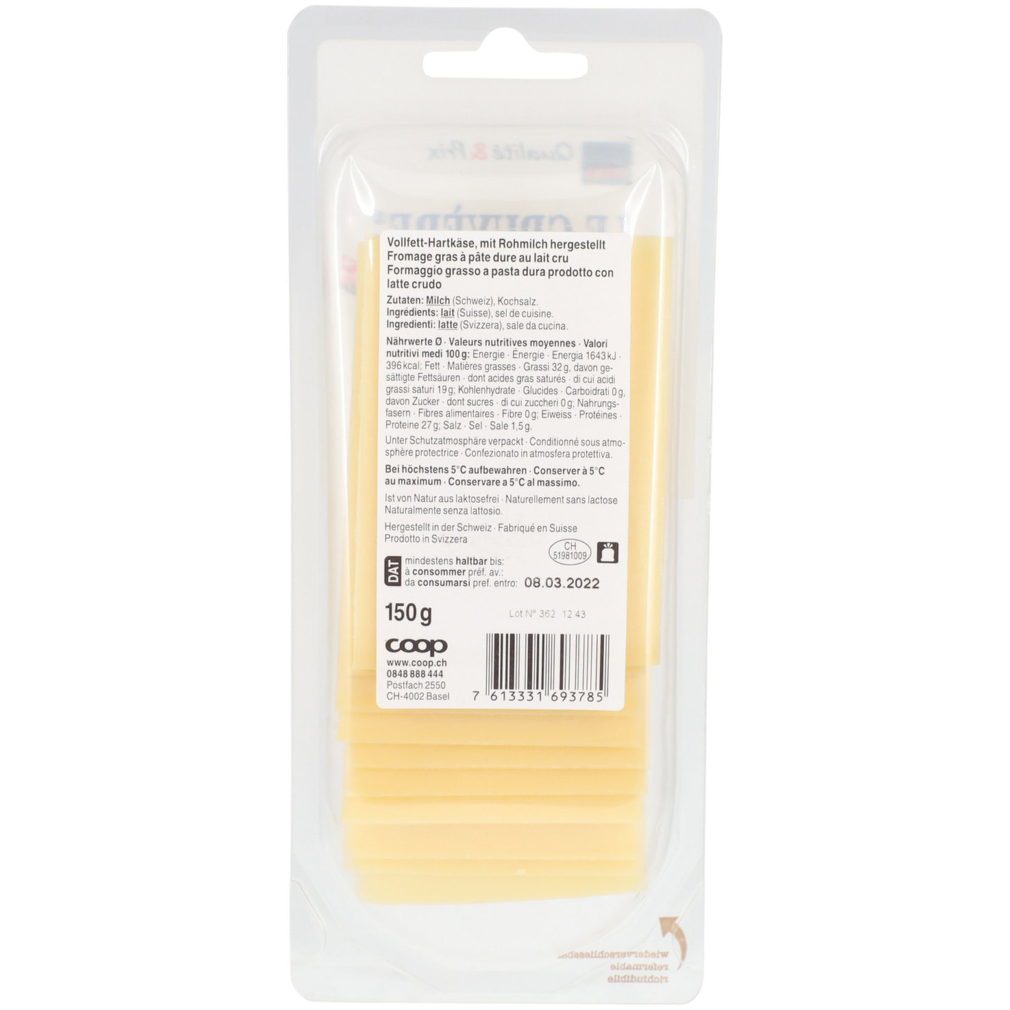 Gruyère mild Käsescheiben