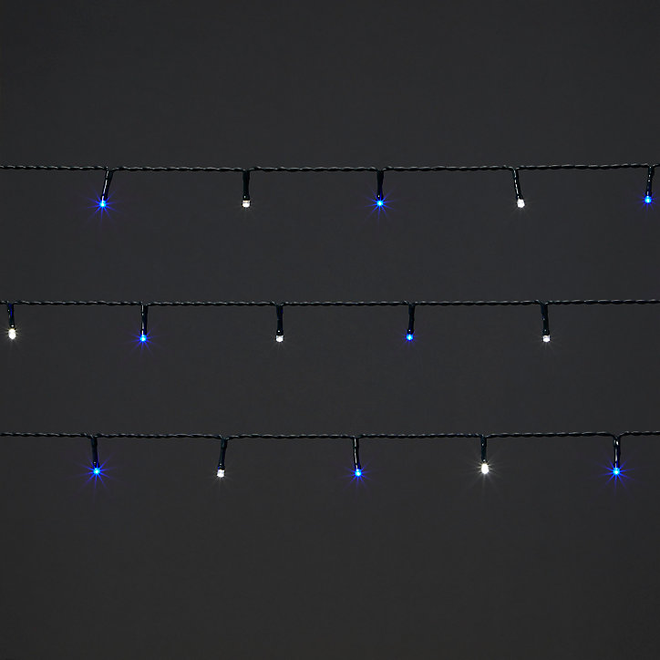 Guirlande lumineuse LED intérieure et extérieure blanc froid/bleu câble vert 5,2 m