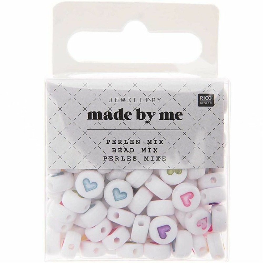 165 perles centre coeur 5 x 7 mm - pastel
