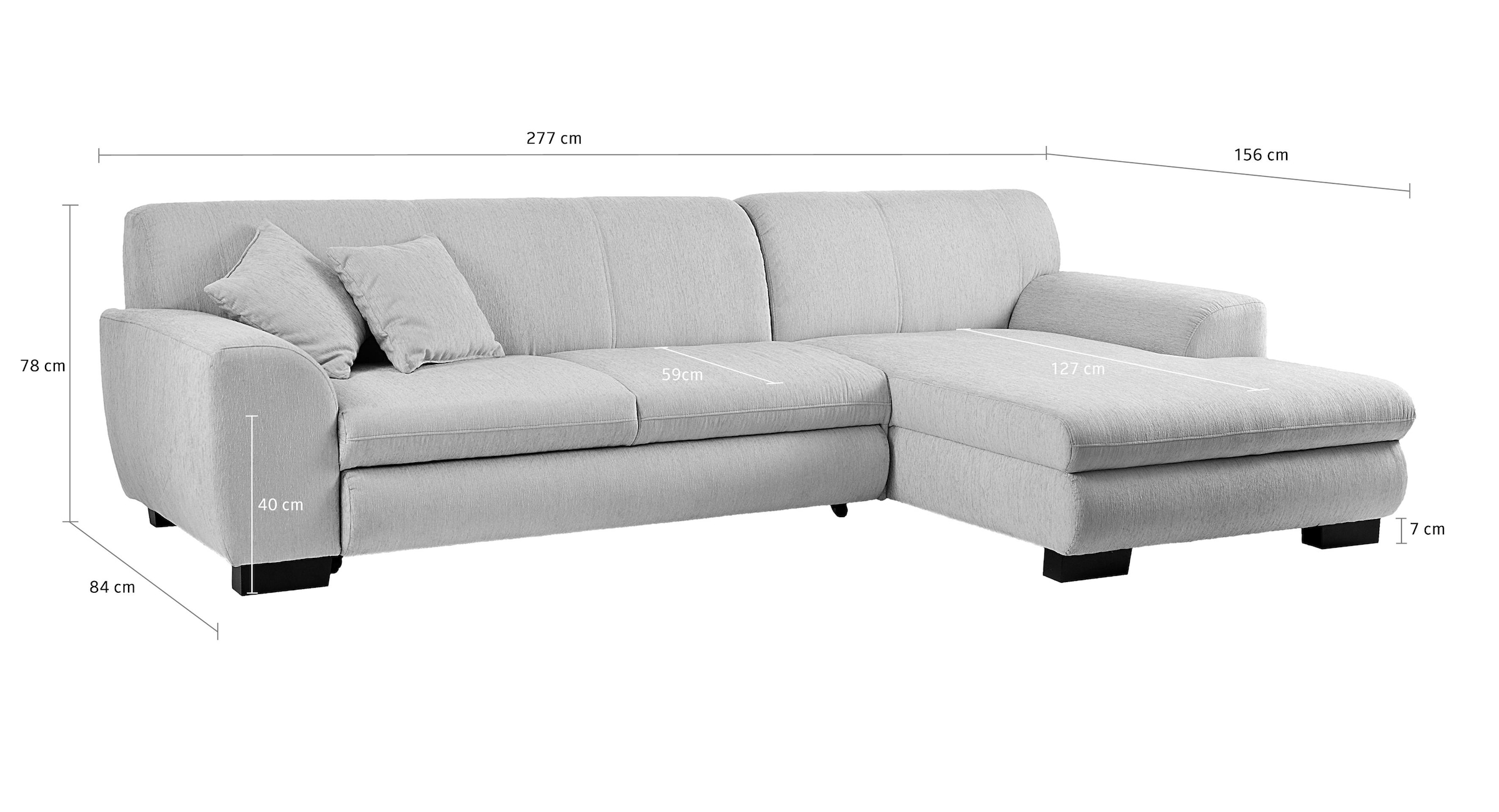 Home affaire Ecksofa »Nika zeitlos und elegant, L-Form« wahlweise mit Bettfunktion, auch in Cord