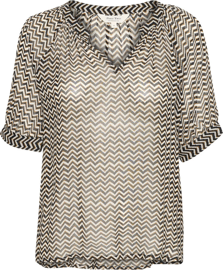 Part Two PopsyPW BL Small black zig zag print