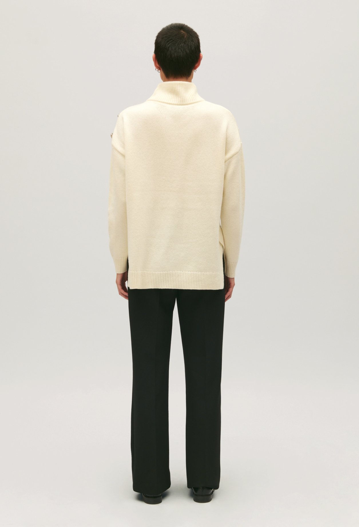 Pull col montant laine ecru