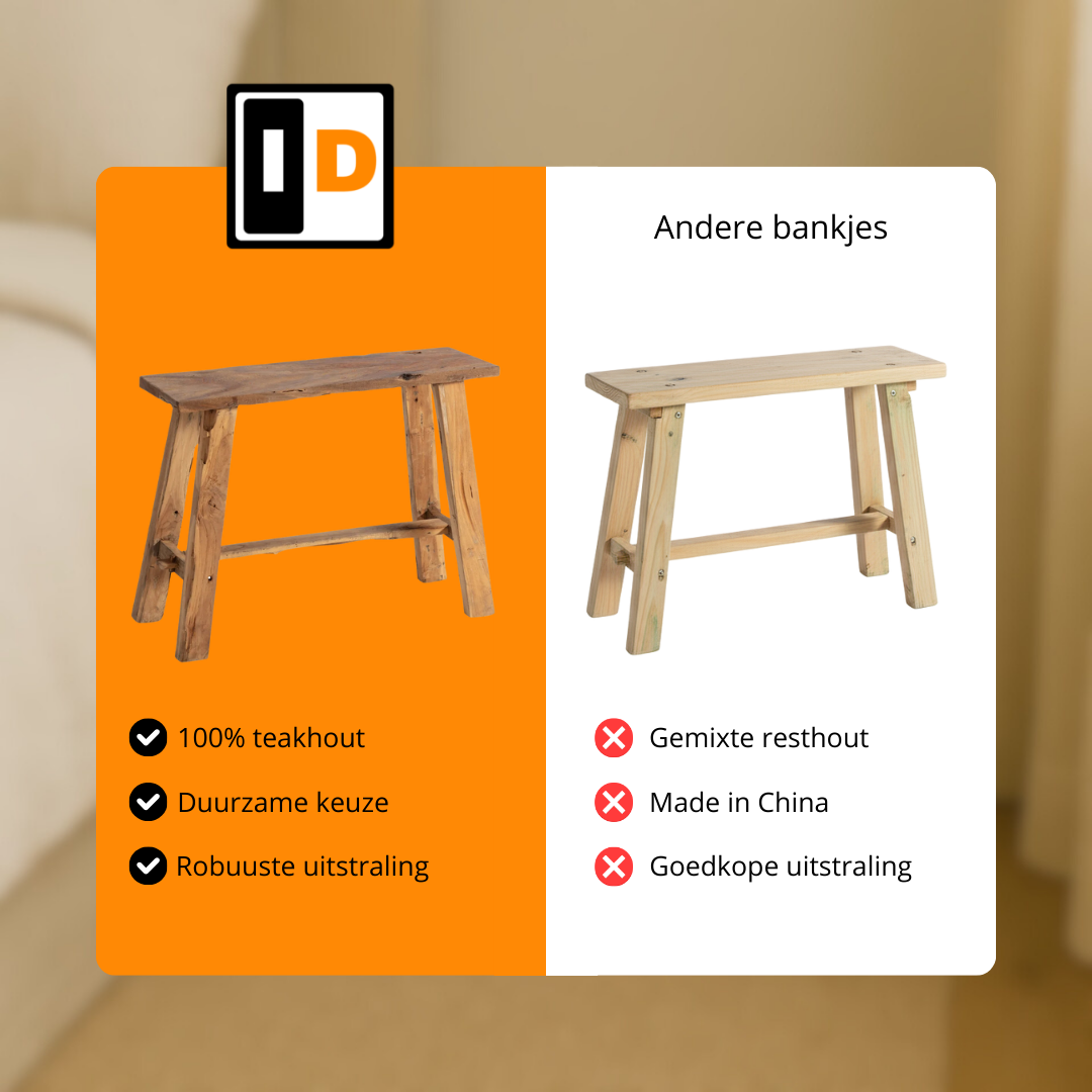 Teakhouten Krukje 60cm - Naturel