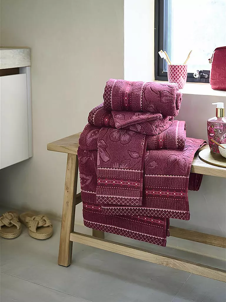 PIP STUDIO Duschtuch  JASMIN JACQUARD 70x140cm Dark Pink beere