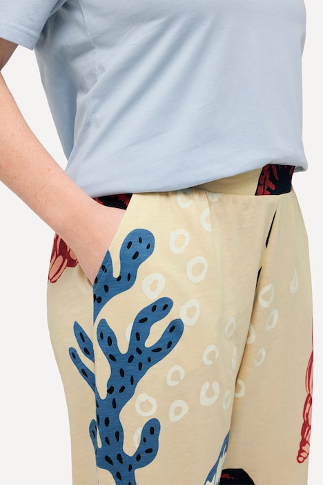 Jersey-Culotte, Ozeanmotive, weites Bein, Biobaumwolle