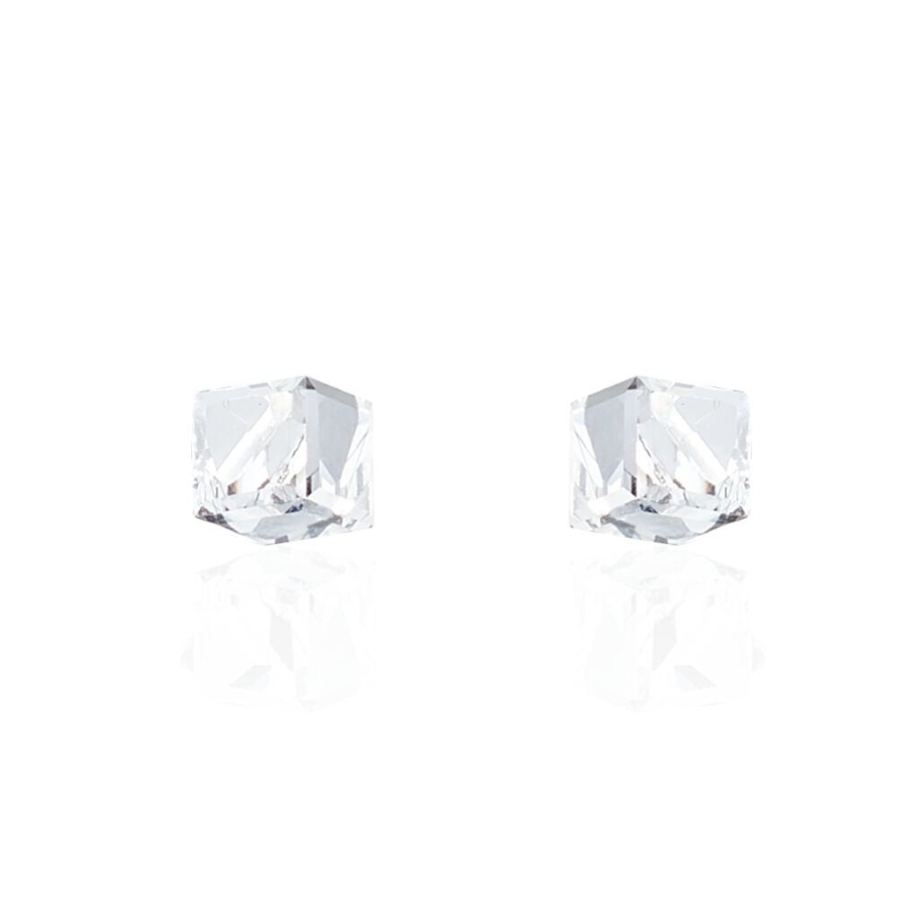 Boucles D'oreilles Puces Bridie Argent Blanc Pierre De Synthese