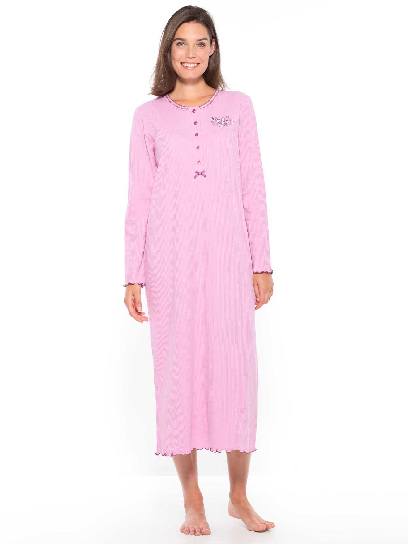 Chemise de nuit longue, interlock
