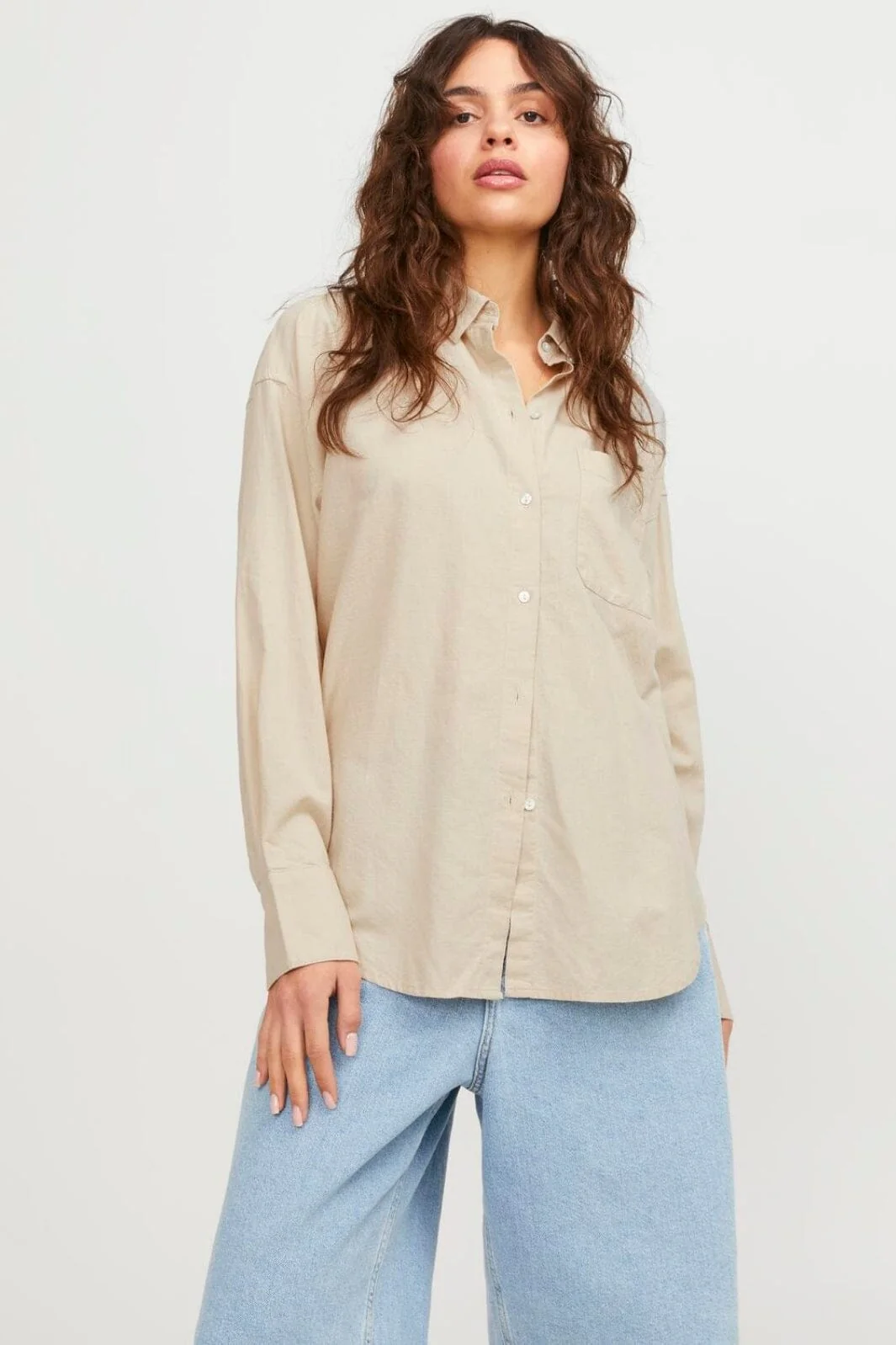 Jjxx Jxjamie Ls Rlx Linen Blend Shirt Sn 4388900 cement