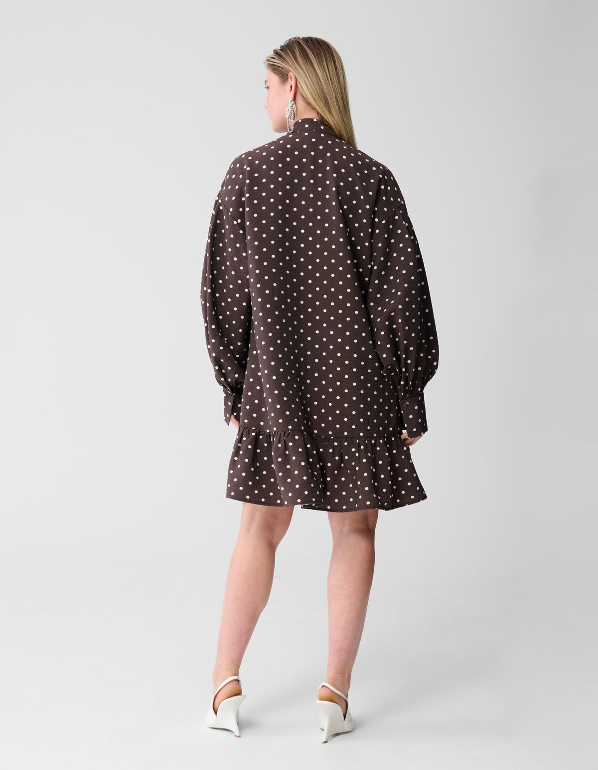 Polkadot Mini Jurk Donkerbruin