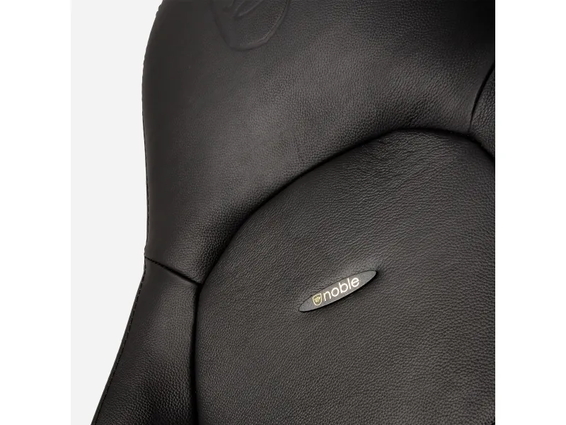 Noblechairs ICON - Stol - armstøtter - T-formet - vippe - drejeled - aluminium, polyurethan, stål, top-narv læder, nylon/polyetylen - sort