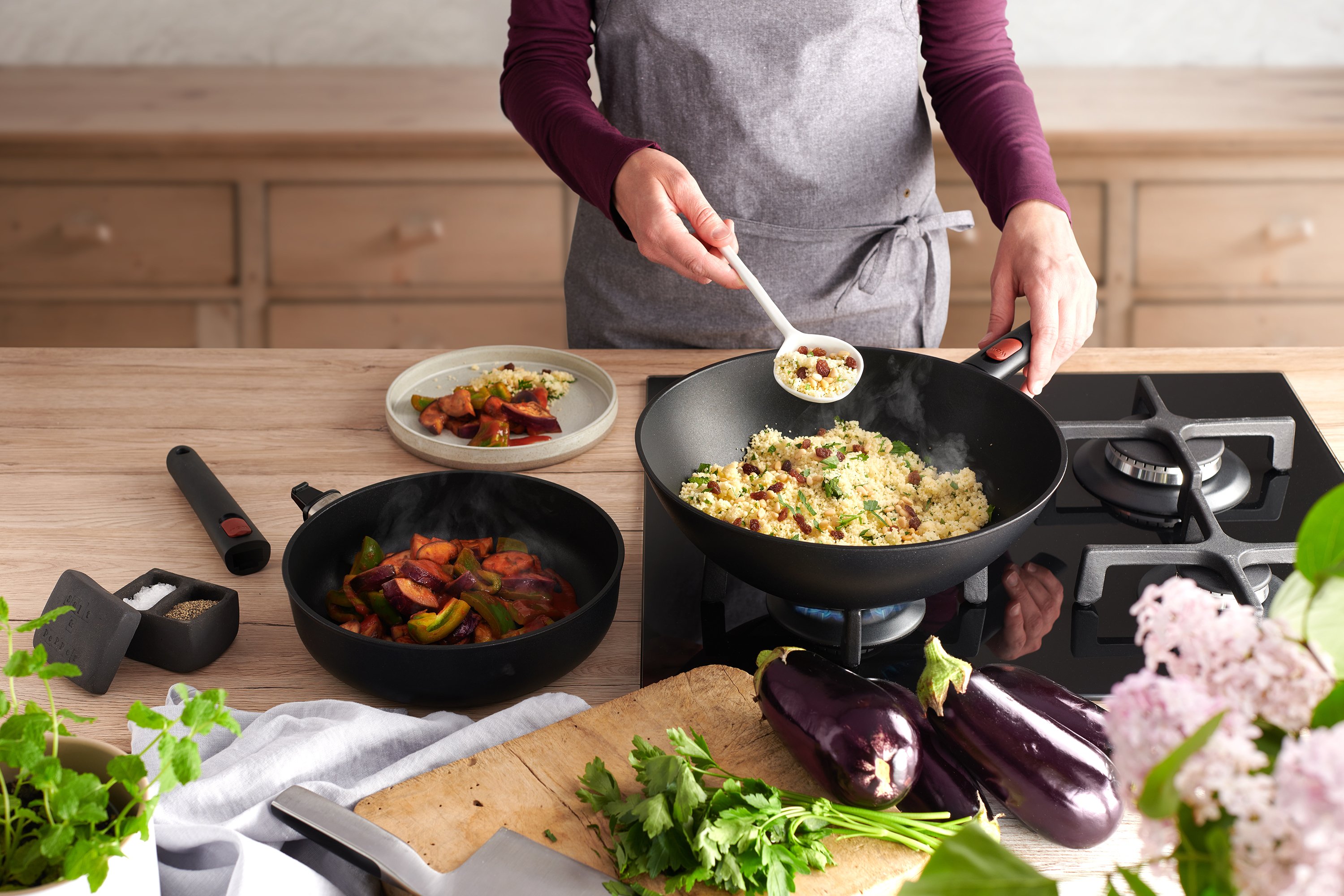 Eco Lite QXR Wok - Griffart: Abnehmbarer Phenolic-Stiel