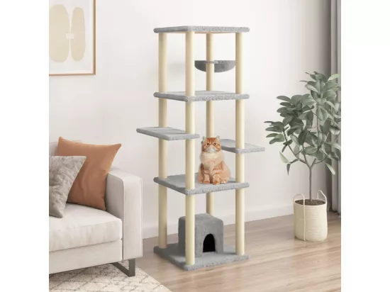 Arbre à chat avec griffoirs en sisal Gris clair 154 cm