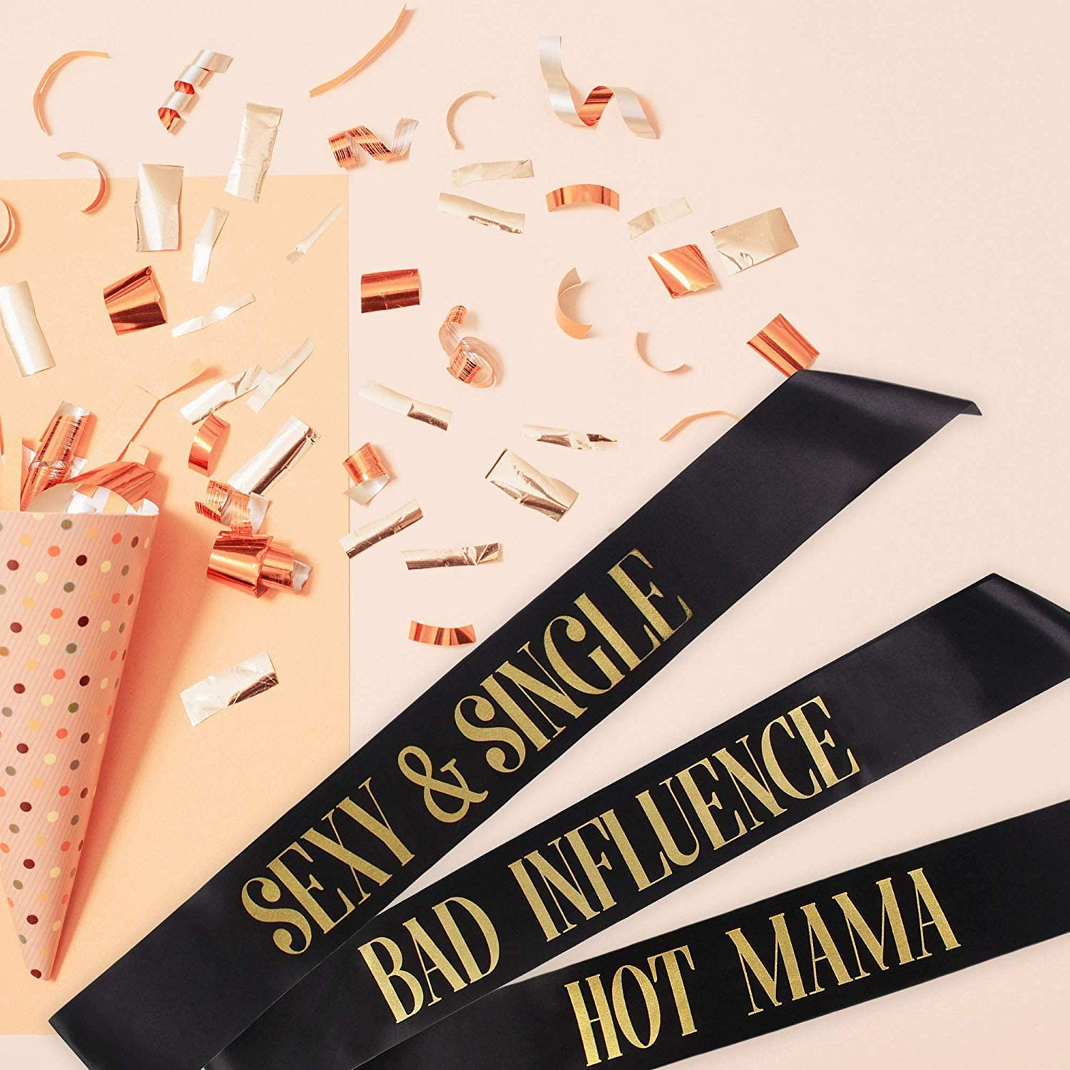 (18-tlg. Set) Bride to be Party Accessoire Junggesellinnenabschied Schärpe - Schwarz / Weiss / Gold