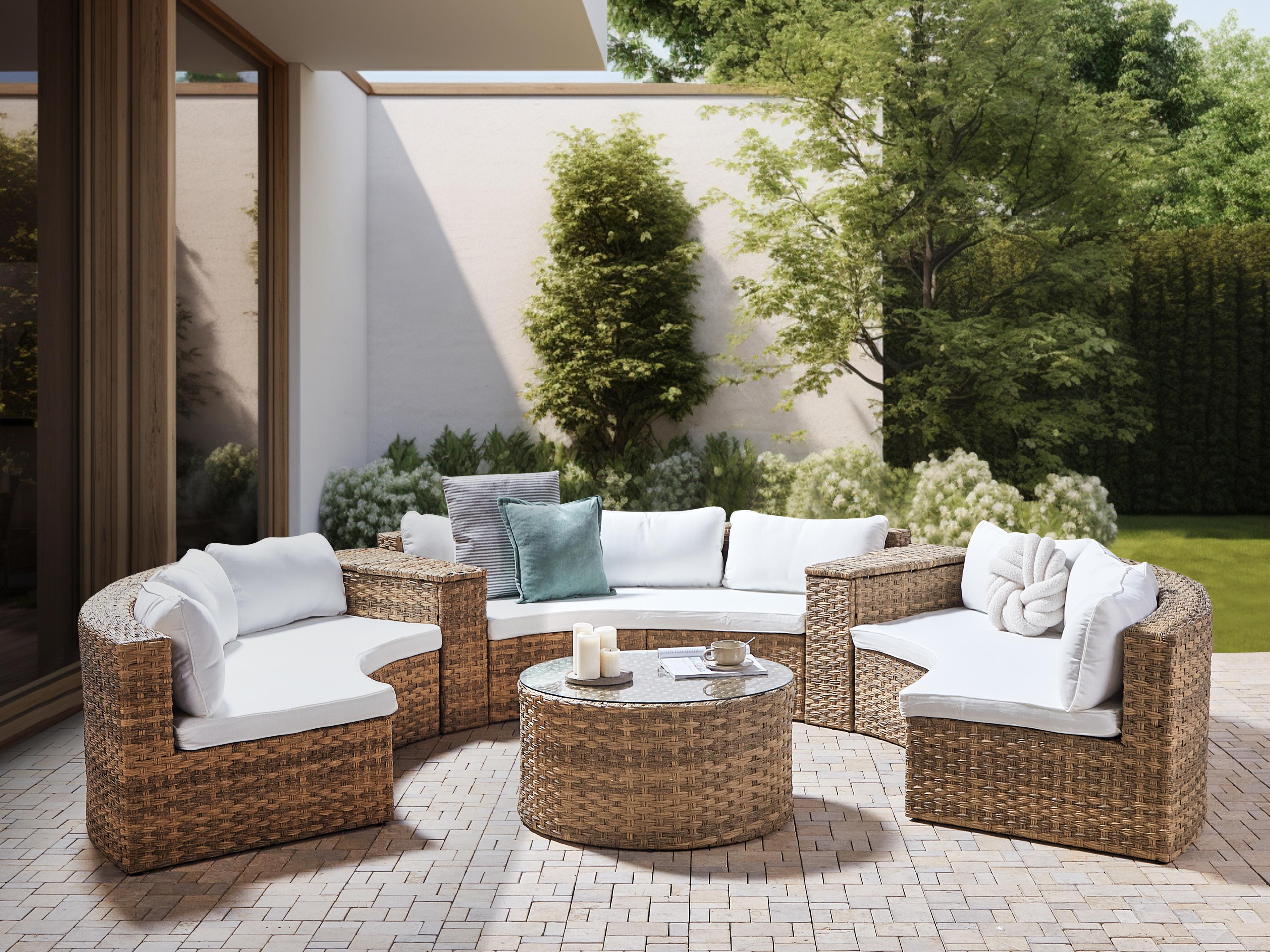 Loungeset met tafel 9-zits SEVERO PE rotan Goudbruin