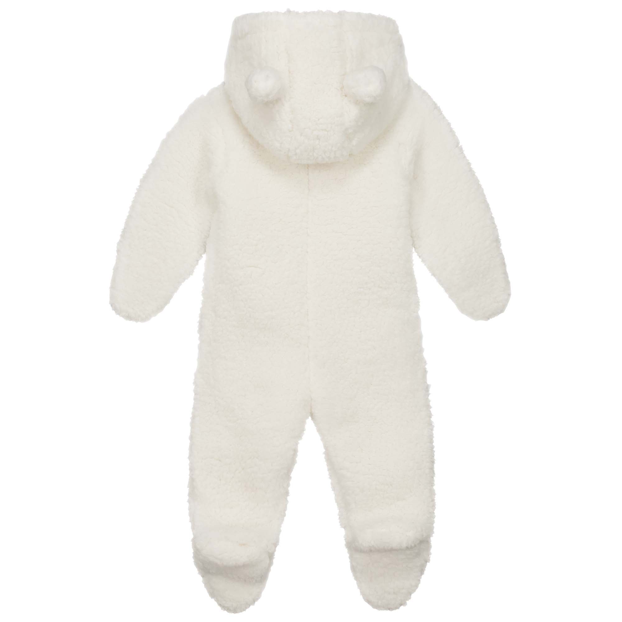 Prénatal newborn berenpak teddy lange mouwen effen wit