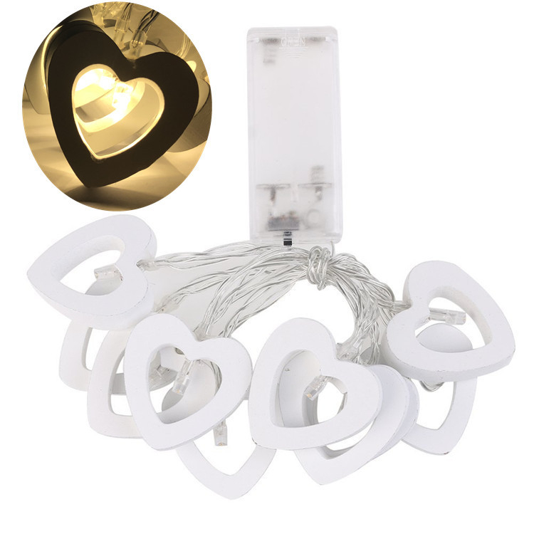 (1.2m) 10 LED's Romantische Holz Party Deko Lichterkette Herz Beleuchtung für Hochzeit / Valentinstag / Hochzeit (Batteriebetrieben) - Warmweiss