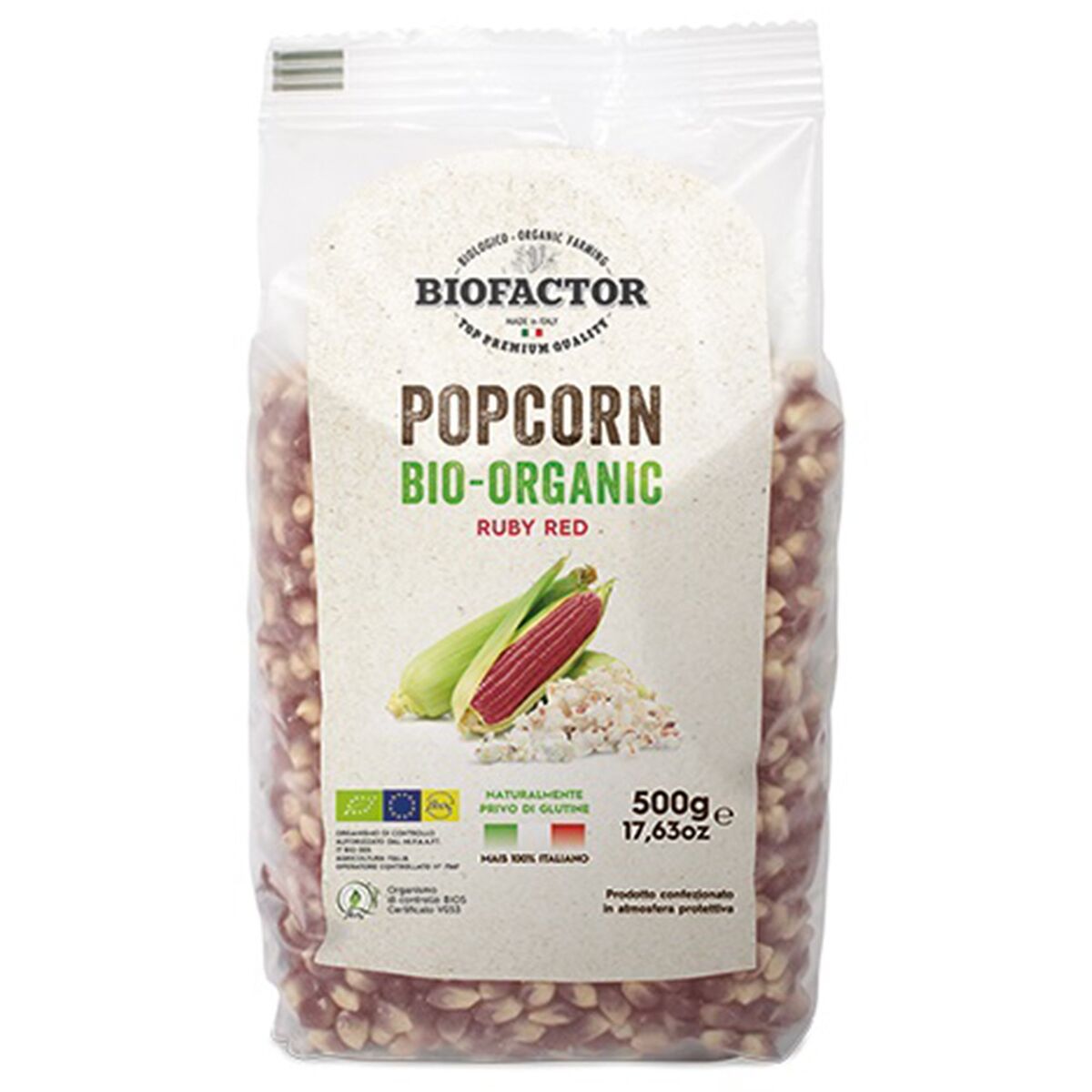 Økologisk popcorn 500g, røde