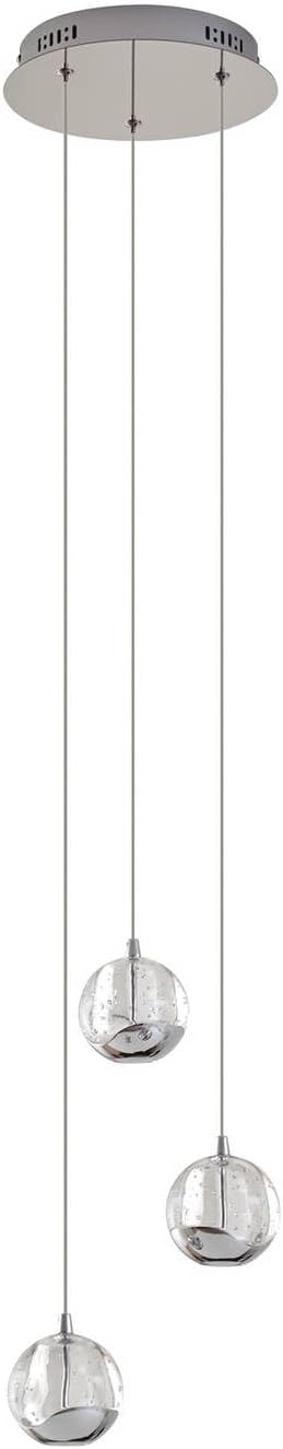 Lucande LED Esstisch Pendelleuchte Glas chrom, Hängeleuchte Esszimmer 15W Hängelampe Wohnzimmer Schlafzimmer Esszimmerlampe Pendellampe