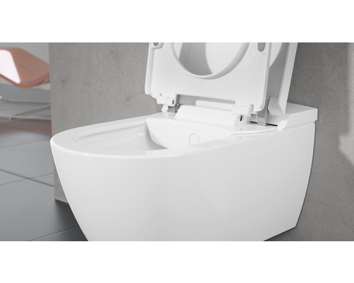 Villeroy & Boch ViClean-I 100 douchetoiletset, diepe spoeling, open rand, glanzend wit met coating, met toiletzitting V0E100R1