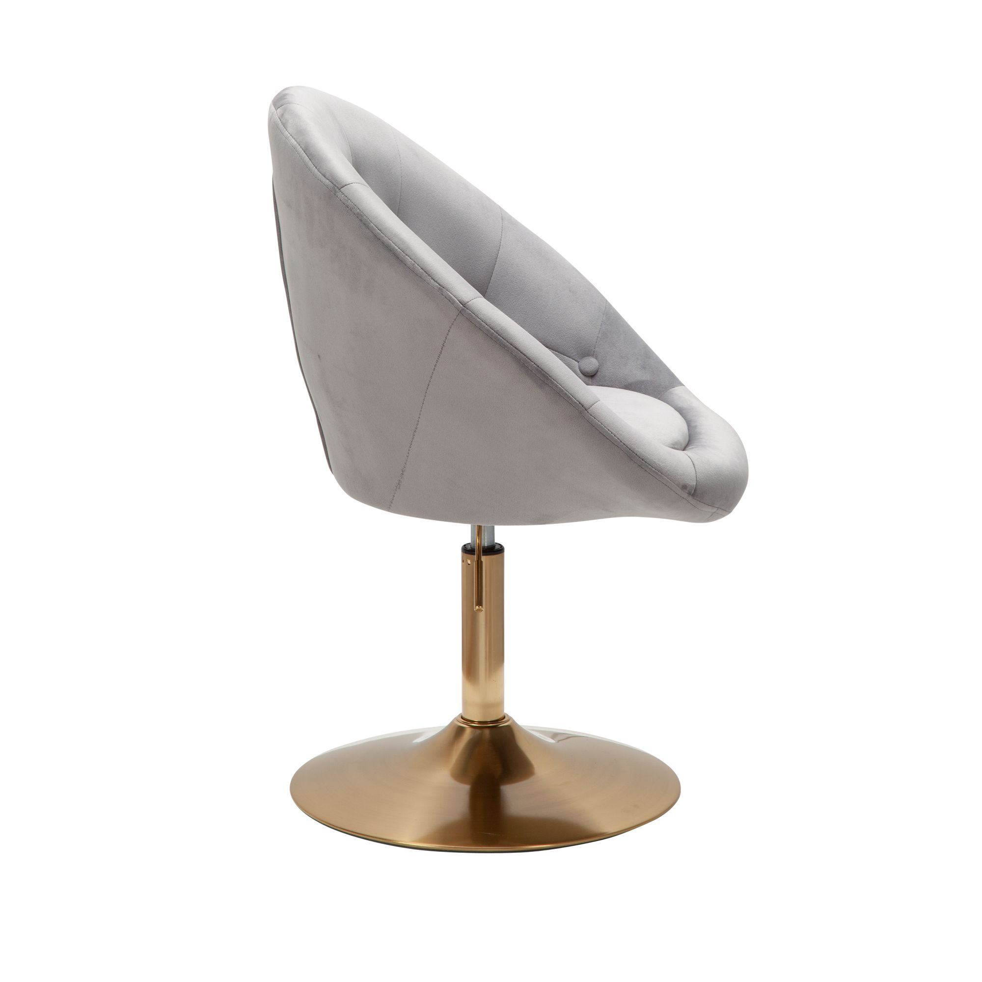 KADIMA DESIGN Chesterfield-Loungesessel ADDA: 360° Drehfunktion, Samtbezug, Trompetenfuß, 67x80-100x62 cm, Rosa/Blau/Grau.