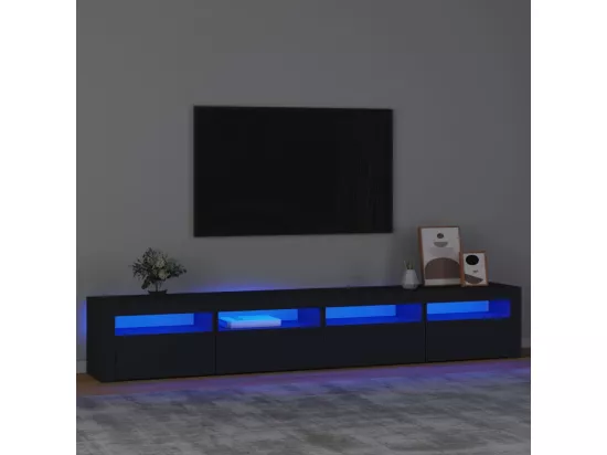 Meuble TV avec lumières LED Noir 240x35x40 cm
