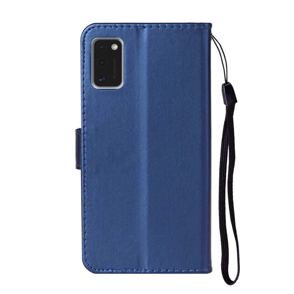Samsung Galaxy A41 Leder Tasche Flip Cover mit Kartenfächer - Blau (Glanz)