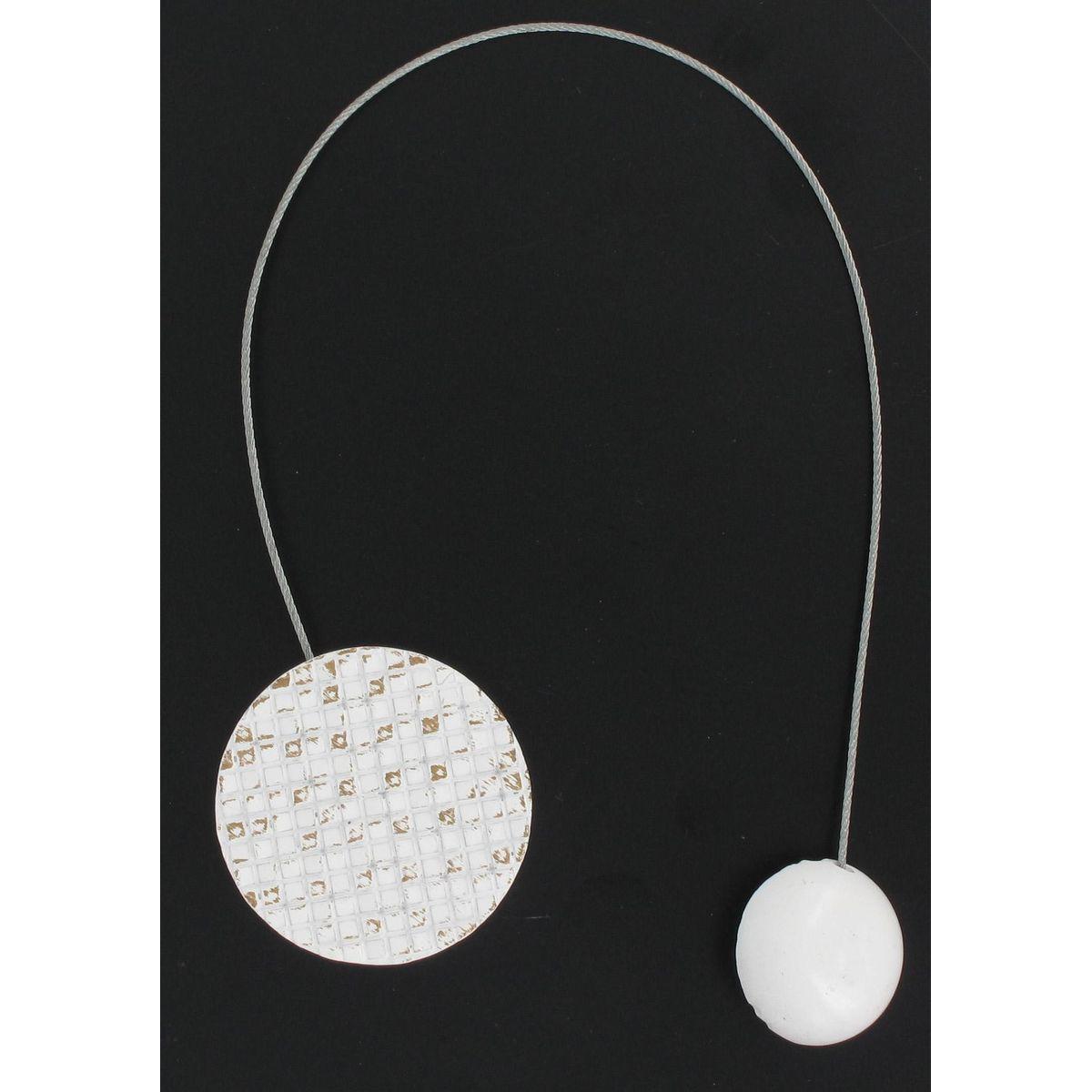 EMBRASSE METALLISEE AIMANTEE RONDE MOSAIQUE NEWPORT BLANC OR
