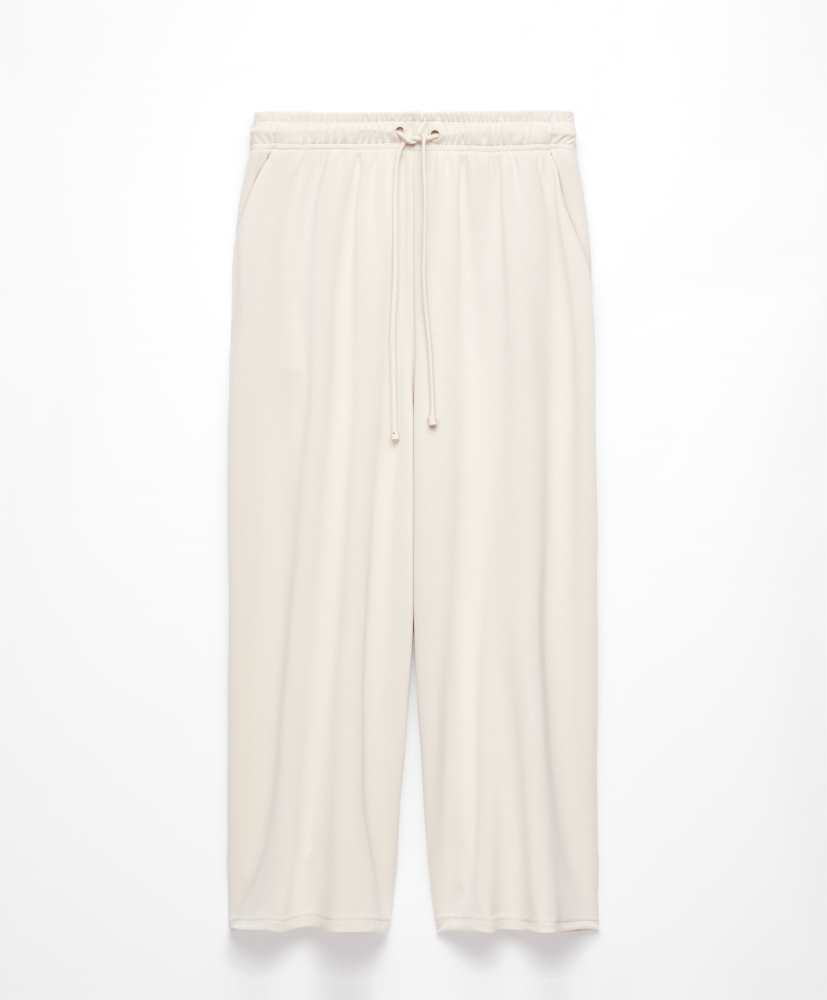 Calça cropped de pernas largas em modal macio ao toque