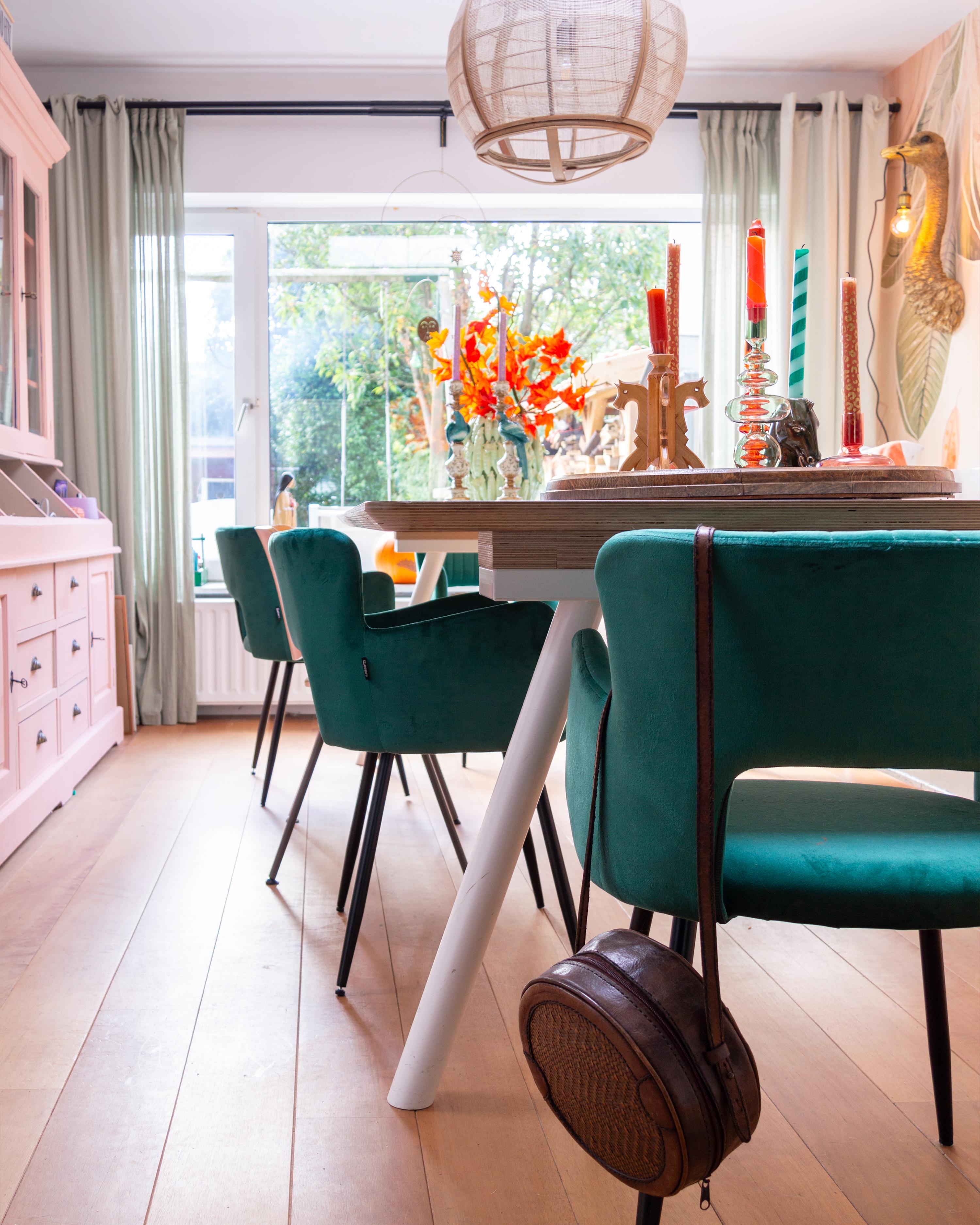 Set van 2 eetkamerstoelen SANILAC Fluweel Smaragdgroen