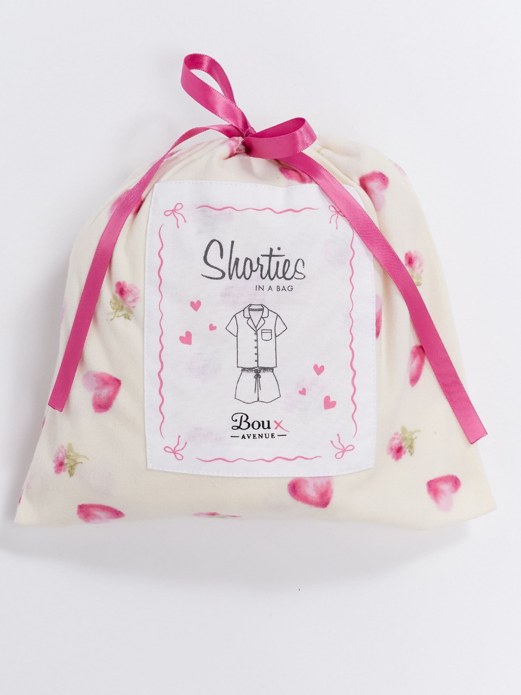 Cream Heart & Roses Print - Boux Avenue korte pyjama in een tas