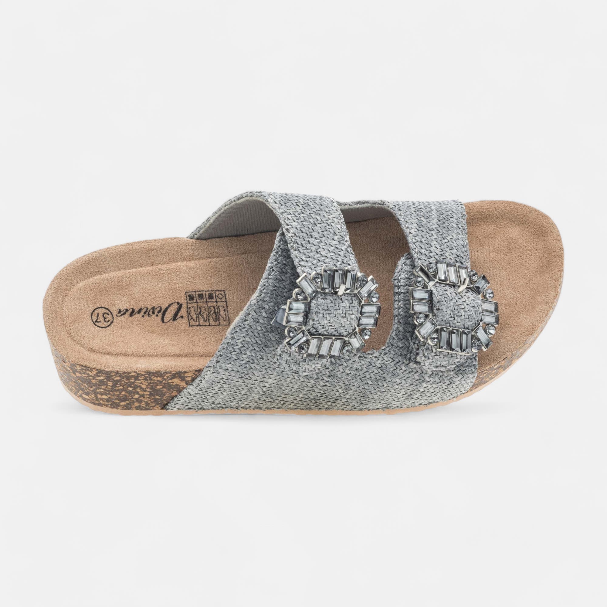 Mules semelle liège Femme bleu ciel