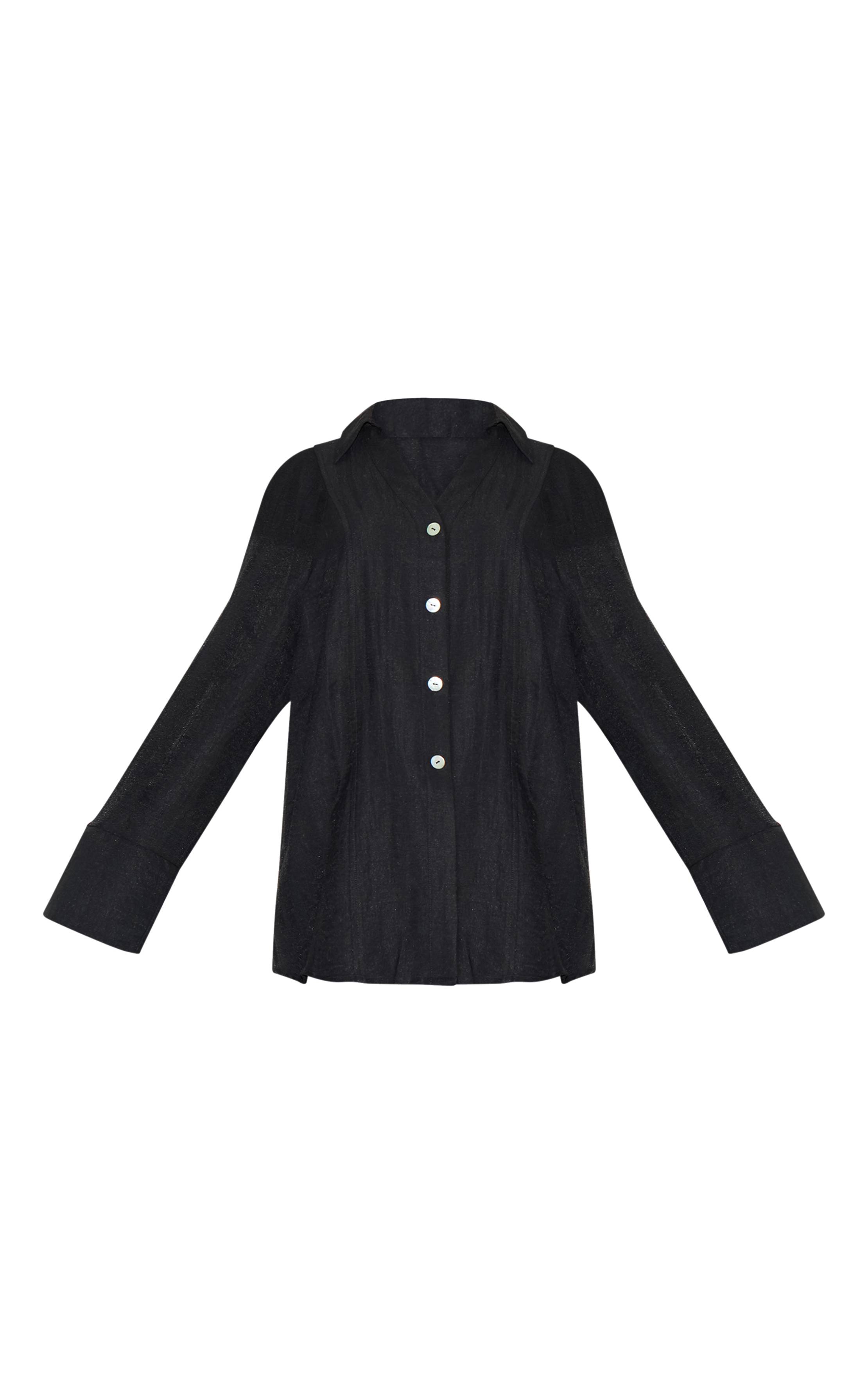 Noir Chemise Oversize Tissée Petite