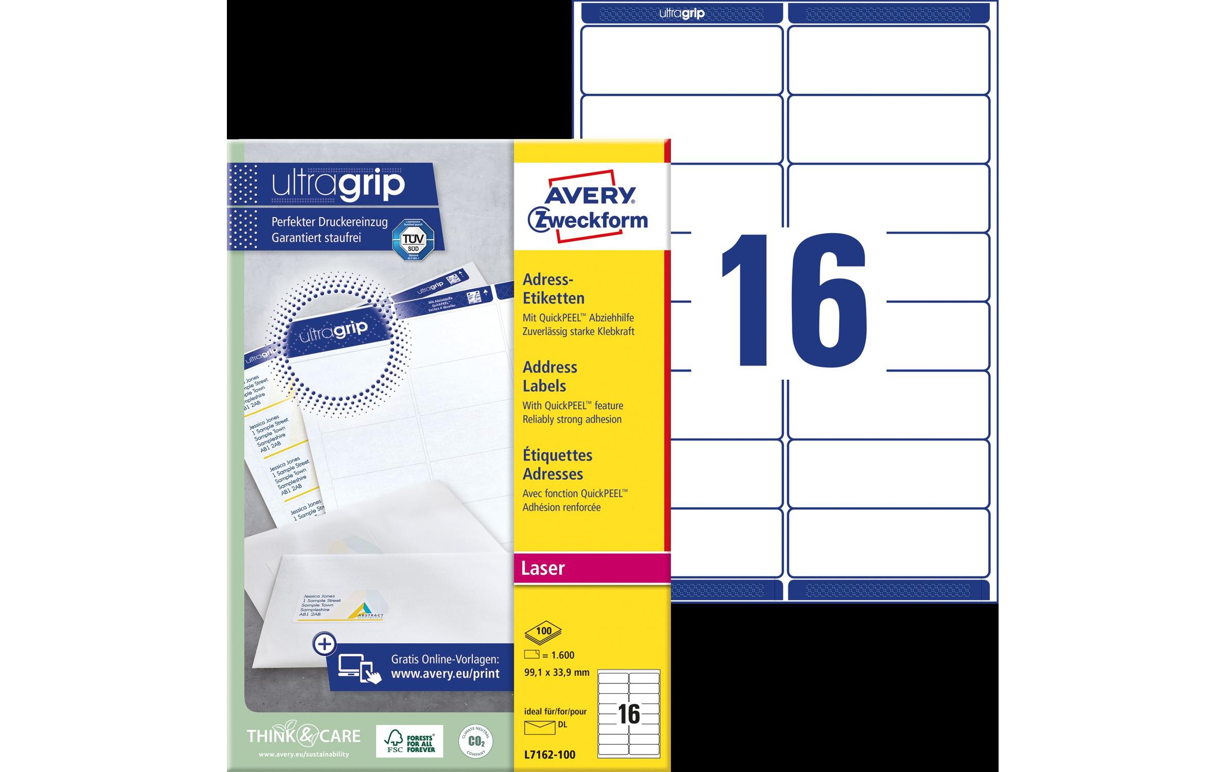 Adressetiketten L7162-100 99.1 x 33.9 mmAdressetiketten L7162-100 permanent