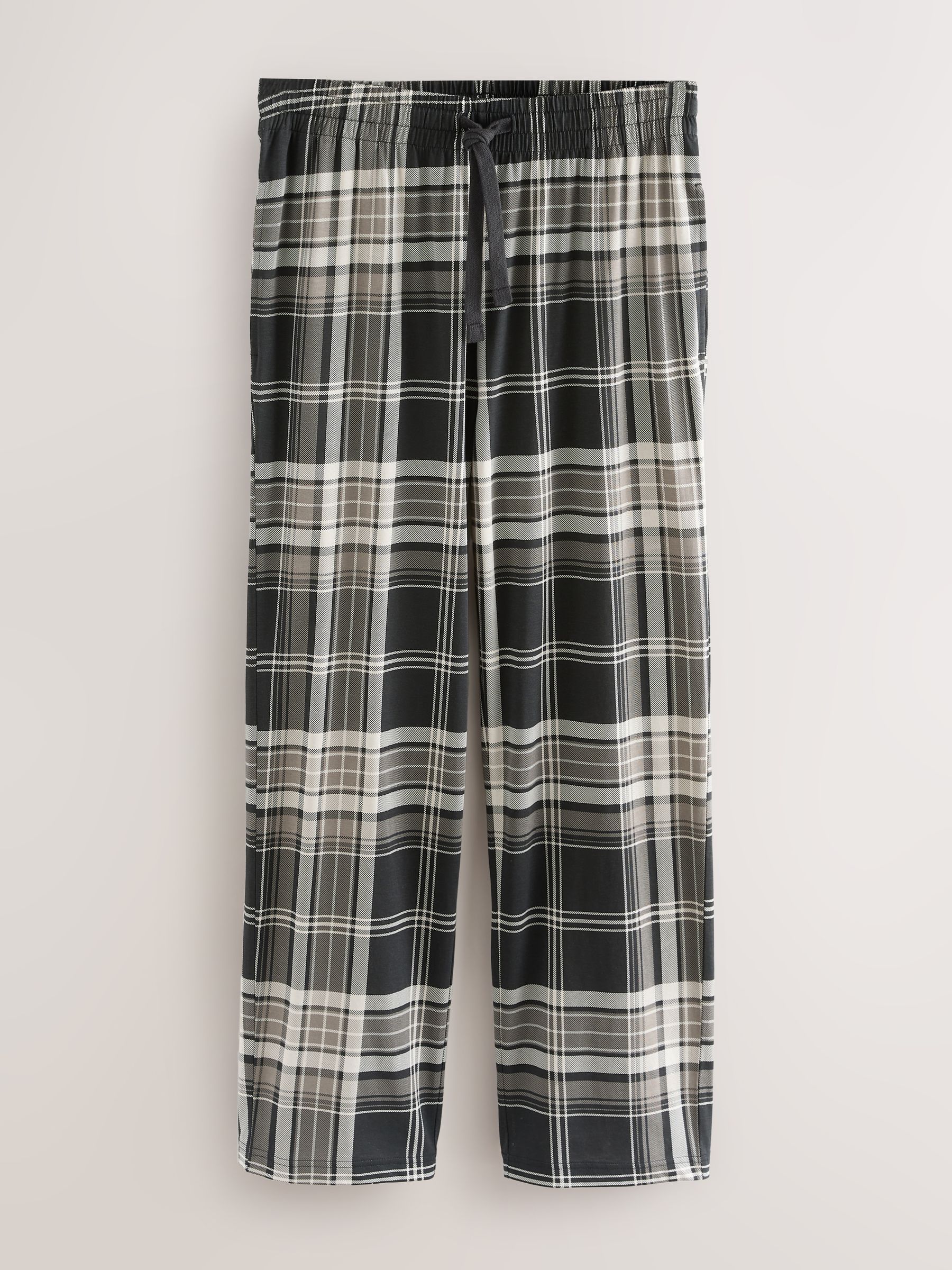Plum Purple/ Neutral - Check Jersey Pyjama Bottoms 2 Pack