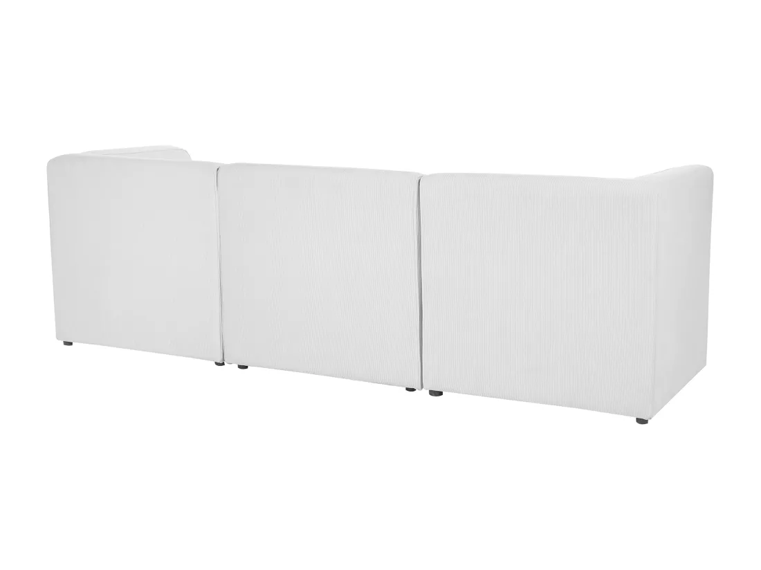 Canapé 3 places modulable en velours côtelé grosses côtes blanc cassé LEMVIG