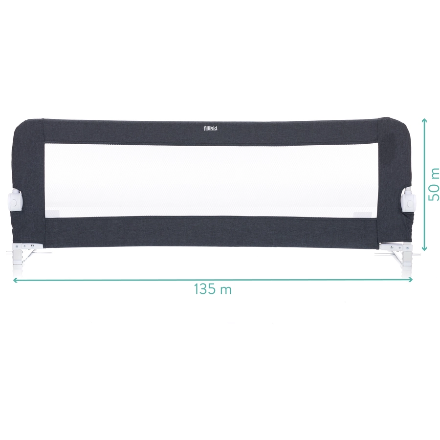 fillikid Bettgitter Ella 135 cm für Standard- und Boxspringbetten Dunkelgrau Melange