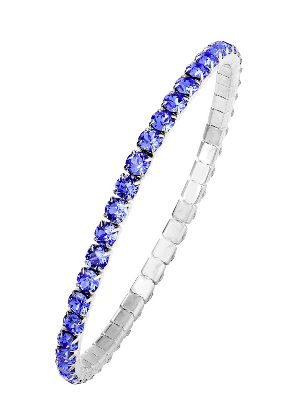 Elastisches Armband aus Edelstahl mit blauen Kristallen