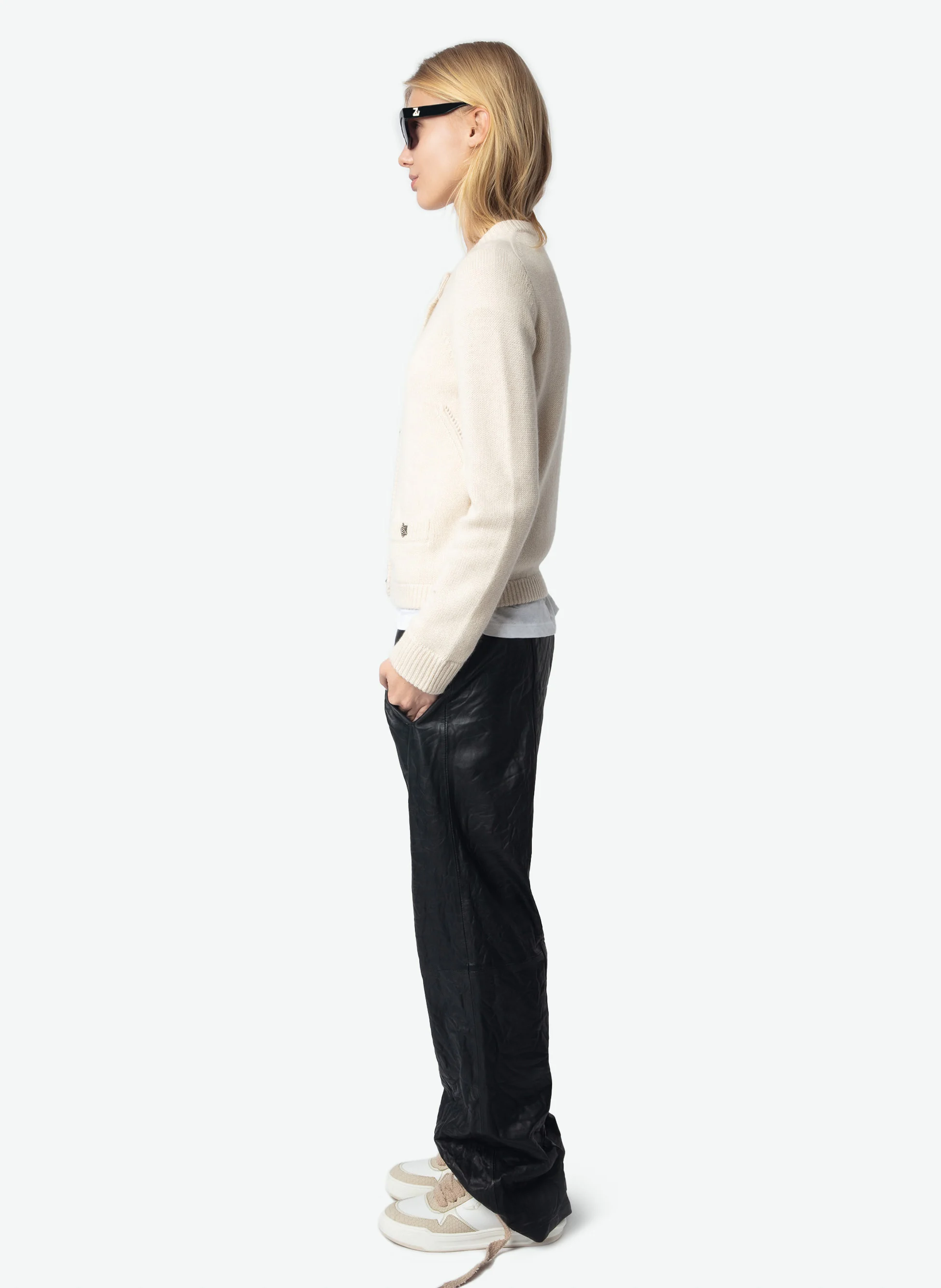 MARCYA - Cardigan droit en cachemire | Blanc