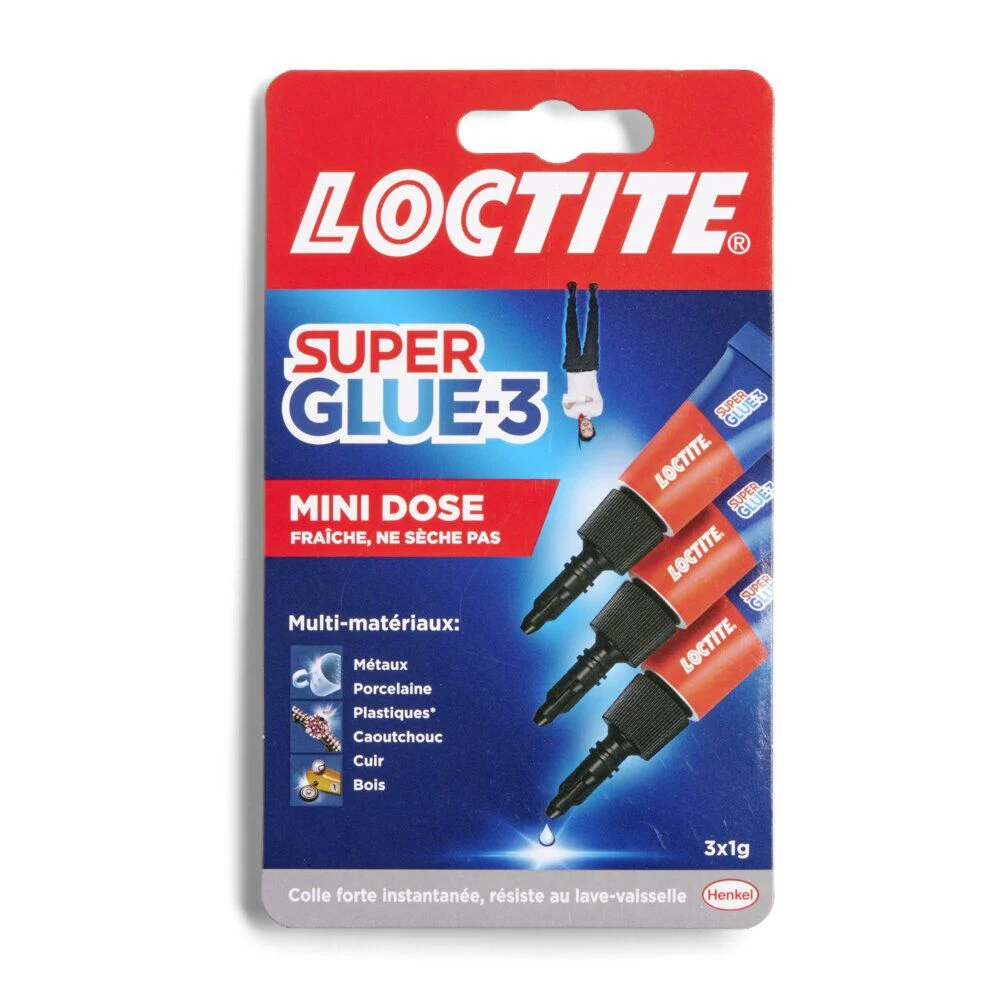 Lot de 3 colles instantanées Superglue-3 Loctite mini dose 1g